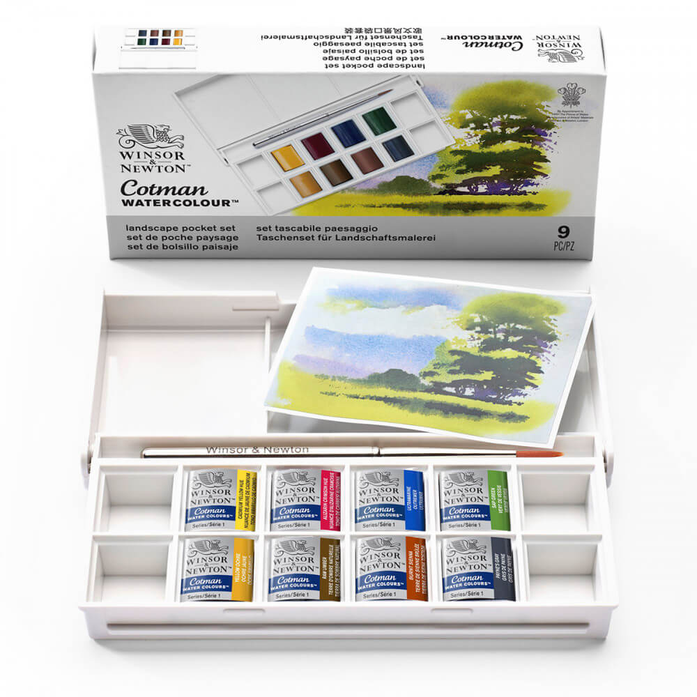 Estojo Tinta Aquarela Pastilha Winsor & Newton Cotman Landscape
